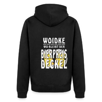Beer Woidke Where Is The Beer Price Lid - Unisex Premium Organic Zip Hoodie - black - Back - Nico (187cm)