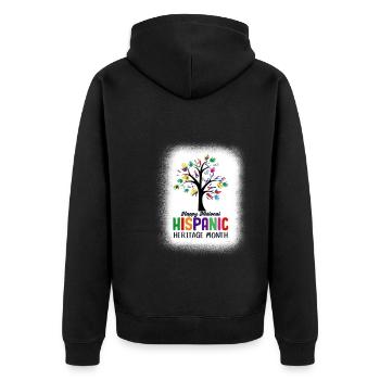 Happy National Hispanic Heritage Month Tree Roots - Unisex Premium Organic Zip Hoodie - black - Back - Nico (187cm)