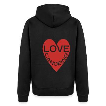 Exciting Love Canoeing Red Heart Hobby - Unisex Premium Bio Zip Hoodie - Schwarz - Hinten - Nico (187cm)