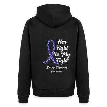 Her Fight Is My Fight In This Family We Fight - Unisex Premium Bio Zip Hoodie - Schwarz - Hinten - Nico (187cm)