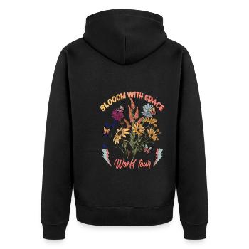 Bloom Where You Are Planted - Unisex Premium Bio Zip Hoodie - Schwarz - Hinten - Nico (187cm)