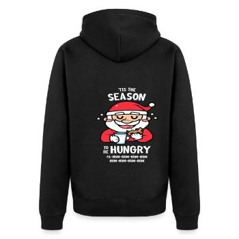 Christmas Hungry Season - Unisex Premium Bio Zip Hoodie - Schwarz - Hinten - Nico (187cm)