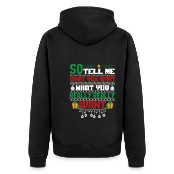 Christmas So Tell Me What You Really Really Want - Unisex Premium Organic Zip Hoodie - black - Back - Nico (187cm)