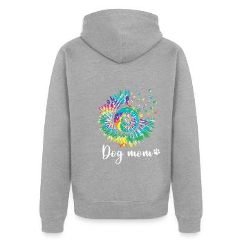 Hippie Gift Dog Mom Women - Unisex Premium Bio Zip Hoodie - Grau meliert - Hinten - Nico (187cm)