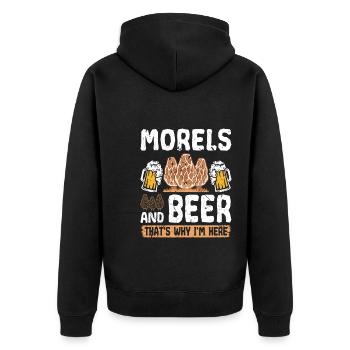 Beer Drinking Morel Hunting - Unisex Premium Bio Zip Hoodie - Schwarz - Hinten - Nico (187cm)