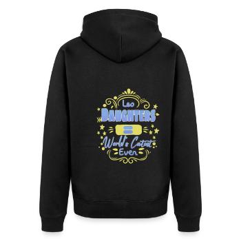 Leo Daughters World's Cutest Ever Family Quote - Unisex Premium Bio Zip Hoodie - Schwarz - Hinten - Nico (187cm)