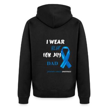 Prostate Cancer Support I Wear Blue For My Dad - Unisex Premium Bio Zip Hoodie - Schwarz - Hinten - Nico (187cm)