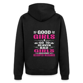 Helicopter Technician Helicopter Mechanic - Unisex Premium Bio Zip Hoodie - Schwarz - Hinten - Nico (187cm)