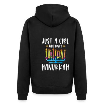 Juste une fille qui aime Hanoukka Menorah juive - Veste à capuche bio Premium Unisexe - noir - Dos - Nico (187cm)