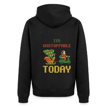 Merry Christmas I'm Unstoppable Today Santa - Unisex Premium Bio Zip Hoodie - Schwarz - Hinten - Nico (187cm)