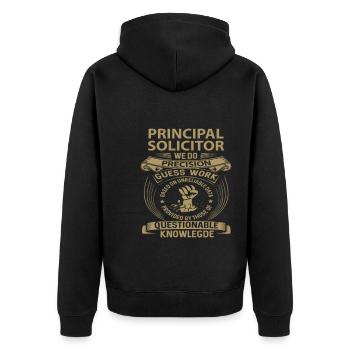 Avocat principal Nous faisons de la précision - Veste à capuche bio Premium Unisexe - noir - Dos - Nico (187cm)