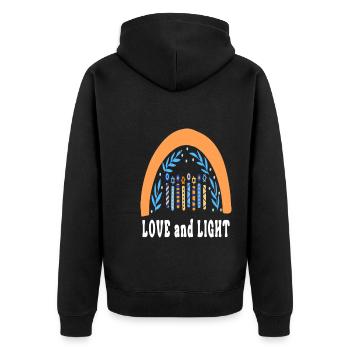 Love And Light Rainbow Hanukkah Jewish Chanukah - Unisex Premium Bio Zip Hoodie - Schwarz - Hinten - Nico (187cm)