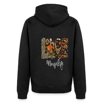 Love Turkey Stethoscope Nurse Life Thanksgiving - Veste à capuche bio Premium Unisexe - noir - Dos - Nico (187cm)