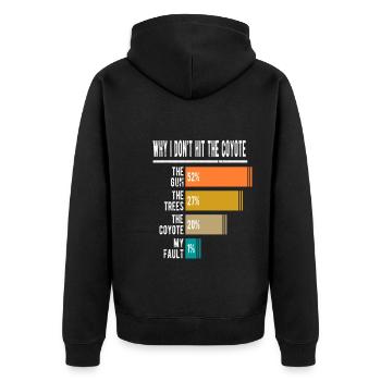 Coyote Hunter Saying Funny Coyote Hunting - Unisex Premium Organic Zip Hoodie - black - Back - Nico (187cm)