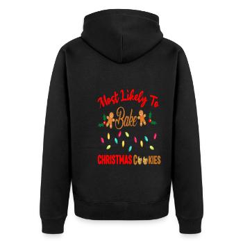 Most Likely To Bake Christmas Cookies Funny Baker - Unisex Premium Bio Zip Hoodie - Schwarz - Hinten - Nico (187cm)