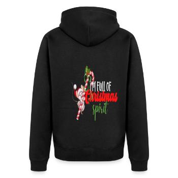 I'm Full Of Christmas Spirit - Unisex Premium Bio Zip Hoodie - Schwarz - Hinten - Nico (187cm)