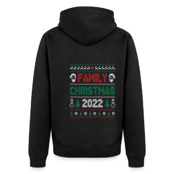 Family Christmas 2022 Xmas Squad Santa Elf - Unisex Premium Organic Zip Hoodie - black - Back - Nico (187cm)