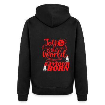 Merry Christmas And Happy New Year - Unisex Premium Bio Zip Hoodie - Schwarz - Hinten - Nico (187cm)