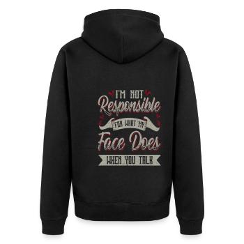 Je ne suis pas responsable de ce que mon visage fait quand vous - Veste à capuche bio Premium Unisexe - noir - Dos - Nico (187cm)