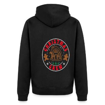 Christmas Crew Logo Stamp Gingerbread Man Cool - Unisex Premium Bio Zip Hoodie - Schwarz - Hinten - Nico (187cm)