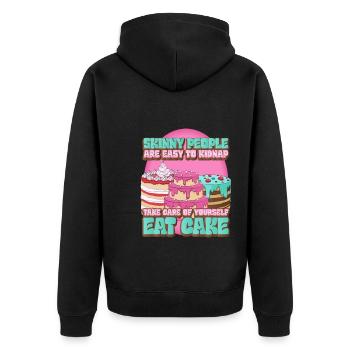 Quote Sweet Tooth Cake Bakery - Unisex Premium Bio Zip Hoodie - Schwarz - Hinten - Nico (187cm)