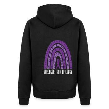 Epilepsy Awareness Ribbon - Unisex Premium Organic Zip Hoodie - black - Back - Nico (187cm)
