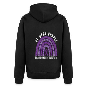 We Wear Purple For Aicardi Syndrome Awareness - Unisex Premium Bio Zip Hoodie - Schwarz - Hinten - Nico (187cm)