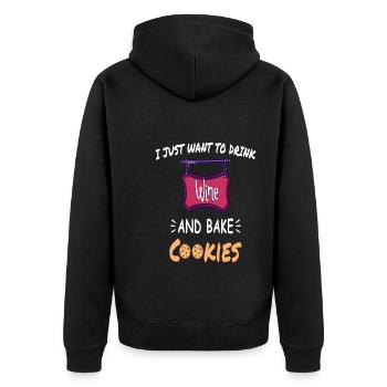 Je veux juste boire du vin et faire des biscuits - Veste à capuche bio Premium Unisexe - noir - Dos - Nico (187cm)