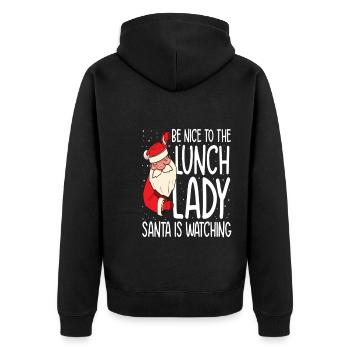 Soyez NIce au déjeuner que Lady Santa regarde - Veste à capuche bio Premium Unisexe - noir - Dos - Nico (187cm)