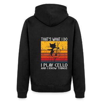 C’est ce que je fais Je joue du violoncelle et je sais des choses - Veste à capuche bio Premium Unisexe - noir - Dos - Nico (187cm)