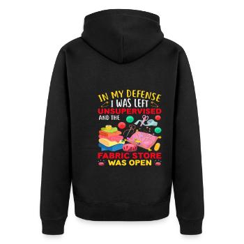 Funny Quilting Gift - Unisex Premium Bio Zip Hoodie - Schwarz - Hinten - Nico (187cm)