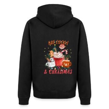 Chocolat chaud et café vintage Joyeux Noël - Veste à capuche bio Premium Unisexe - noir - Dos - Nico (187cm)