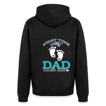 First Time Dad 2023 - Unisex Premium Organic Zip Hoodie - black - Back - Nico (187cm)