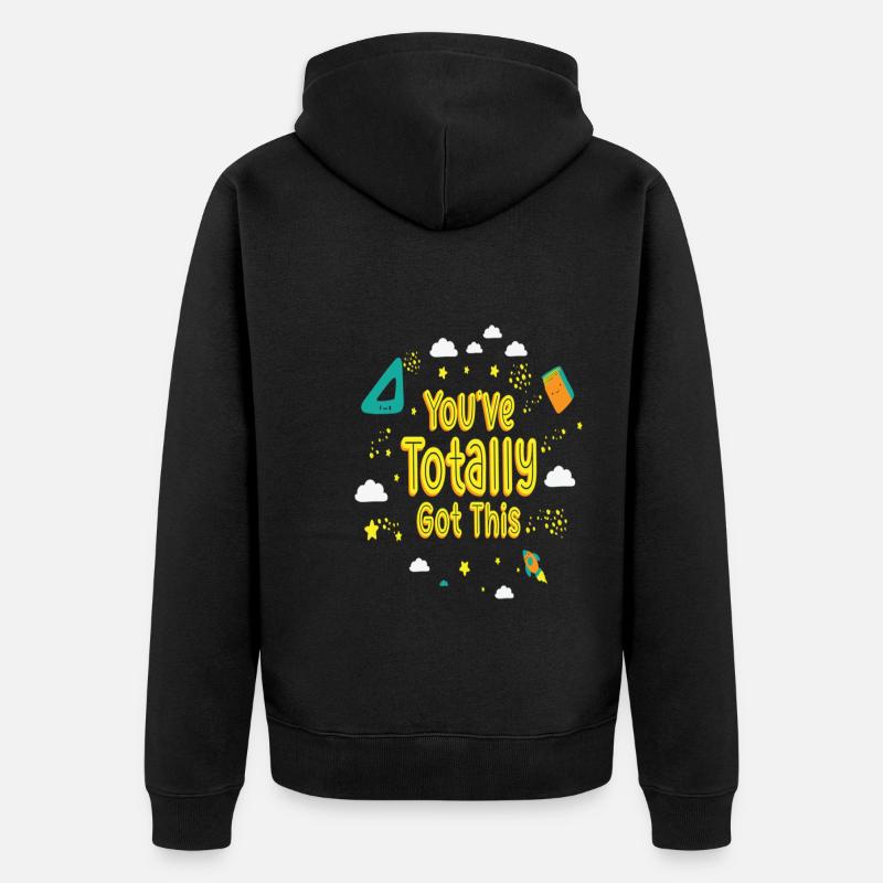 Student Studying Motivation Learning Positivity - Unisex Premium Bio Zip Hoodie - Schwarz