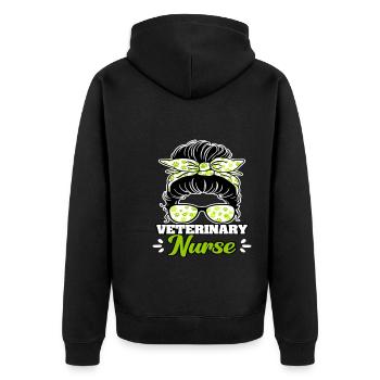 Veterinary Nurse Messy Bun - Unisex Premium Bio Zip Hoodie - Schwarz - Hinten - Nico (187cm)