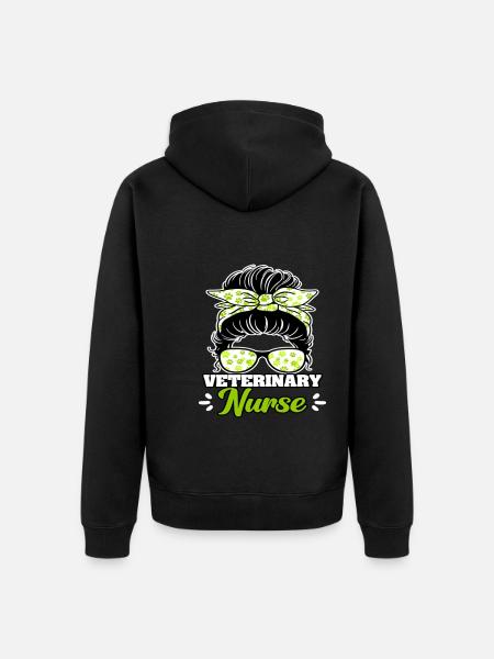 Veterinary Nurse Messy Bun - Unisex Premium Bio Zip Hoodie - Schwarz