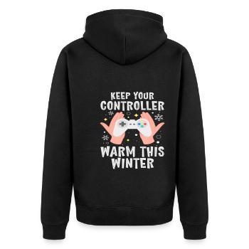 Gardez votre manette au chaud cet hiver - Veste à capuche bio Premium Unisexe - noir - Dos - Nico (187cm)