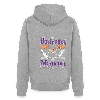 Bartender worries - Unisex Premium Bio Zip Hoodie - Grau meliert - Hinten - Nico (187cm)