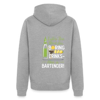 Boring Drinks - Unisex Premium Bio Zip Hoodie - Grau meliert - Hinten - Nico (187cm)