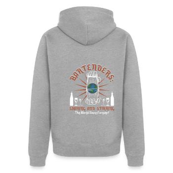 Bartenders shaking - Unisex Premium Bio Zip Hoodie - Grau meliert - Hinten - Nico (187cm)
