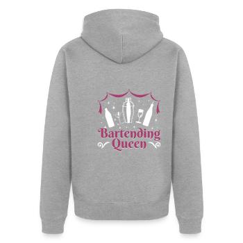 Bartending Queen - Unisex Premium Bio Zip Hoodie - Grau meliert - Hinten - Nico (187cm)