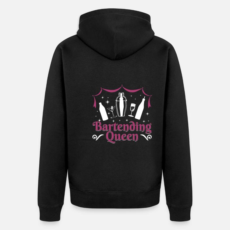 Bartending Queen - Unisex Premium Bio Zip Hoodie - Schwarz