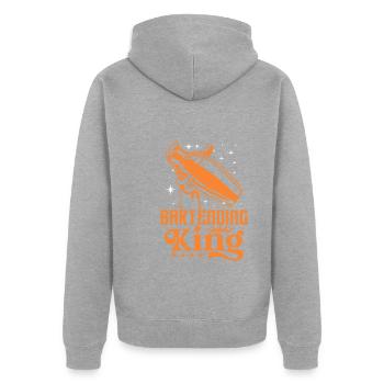 Bartending King - Unisex Premium Bio Zip Hoodie - Grau meliert - Hinten - Nico (187cm)