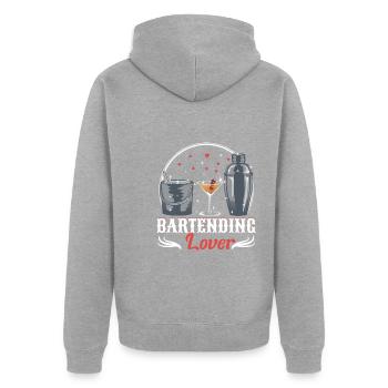 Bartending lover - Unisex Premium Bio Zip Hoodie - Grau meliert - Hinten - Nico (187cm)