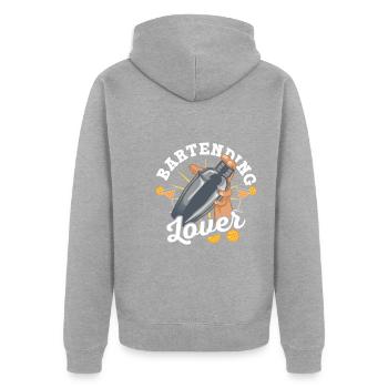 Mixology Enthusiast - Unisex Premium Bio Zip Hoodie - Grau meliert - Hinten - Nico (187cm)