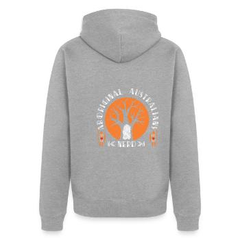 Aboriginal Australians Nerd - Unisex Premium Bio Zip Hoodie - Grau meliert - Hinten - Nico (187cm)