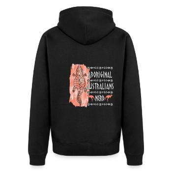 Aboriginal Australians Nerd - Unisex Premium Bio Zip Hoodie - Schwarz - Hinten - Nico (187cm)