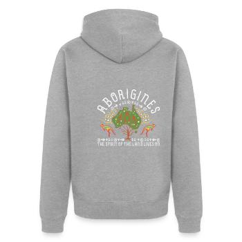 L’ autochtone de la terre - Veste à capuche bio Premium Unisexe - gris chiné - Dos - Nico (187cm)