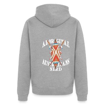 Aboriginal Australians Nerd - Unisex Premium Bio Zip Hoodie - Grau meliert - Hinten - Nico (187cm)