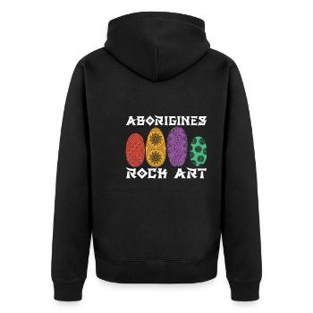 Aborigines Rock Art - Unisex Premium Bio Zip Hoodie - Schwarz - Hinten - Nico (187cm)